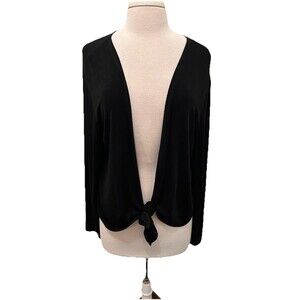 Chico’s Travelers Black Knit Tie Front Jacket / Top Sz. 3 (Xl)